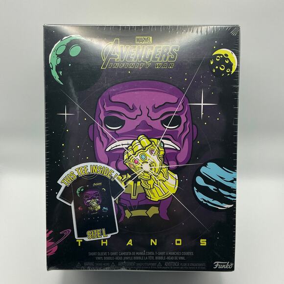 Funko Tops - Marvel Avengers Infinity War Thanos Tee and Bobble-Head Set - Large